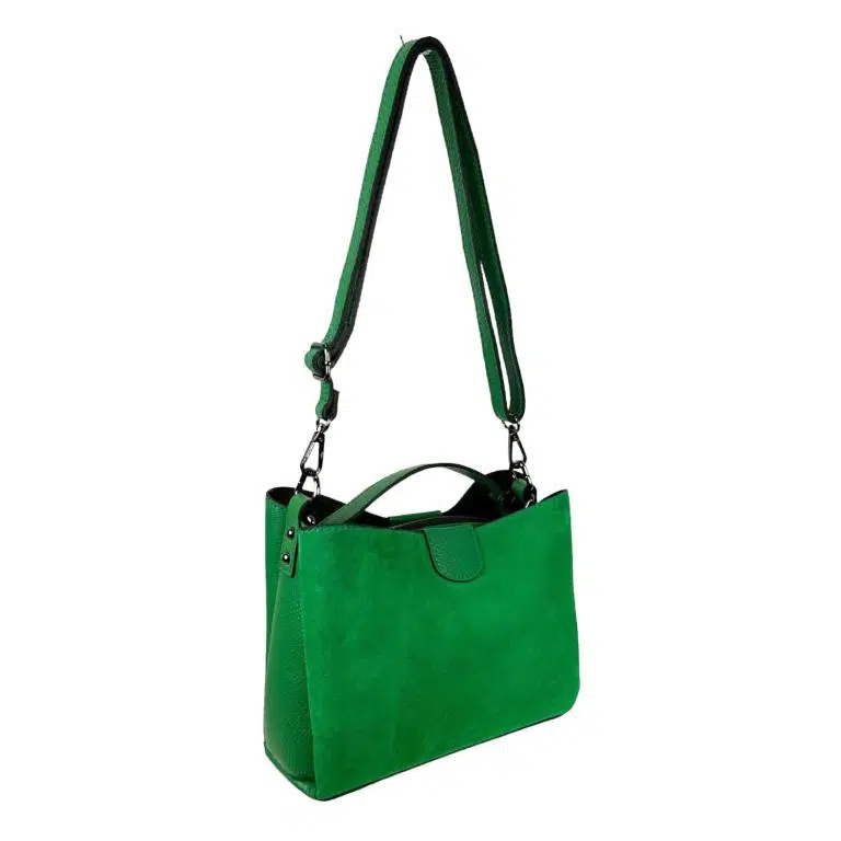 Bolso de Mano para Mujer con Piel de Grano y Parte Frontal en Serraje - Imagen 3