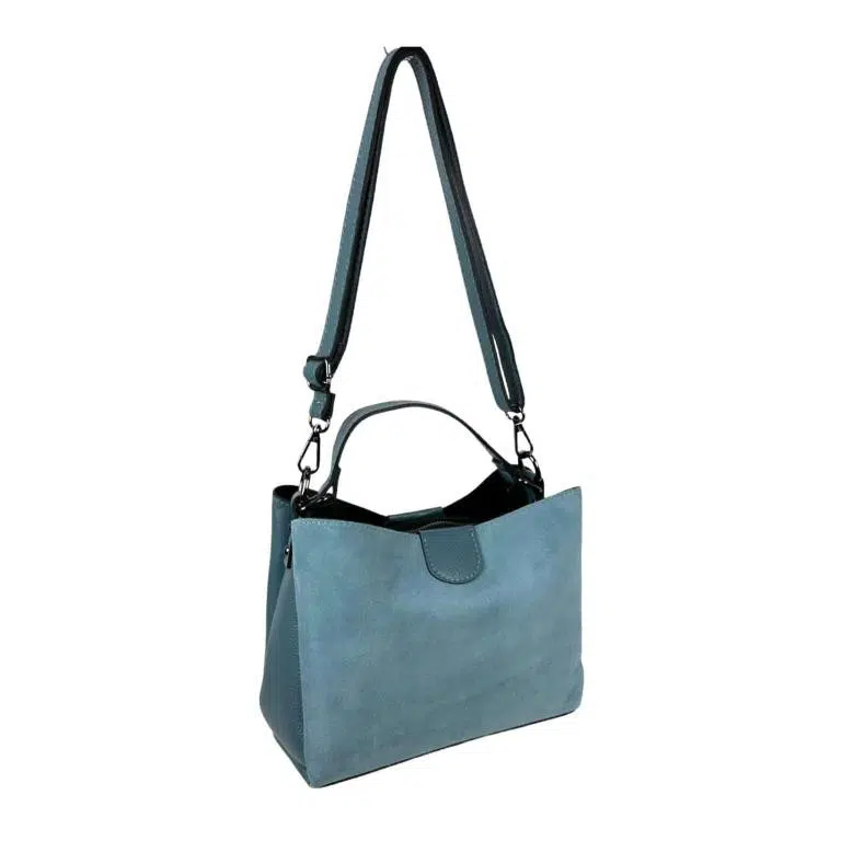 Bolso de Mano para Mujer con Piel de Grano y Parte Frontal en Serraje - Imagen 5