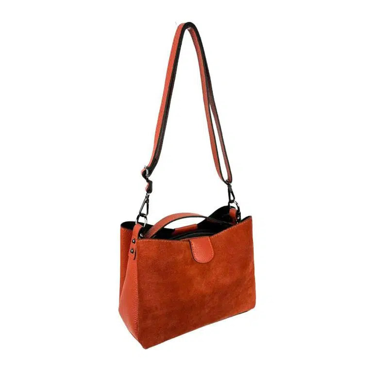 Bolso de Mano para Mujer con Piel de Grano y Parte Frontal en Serraje - Imagen 8