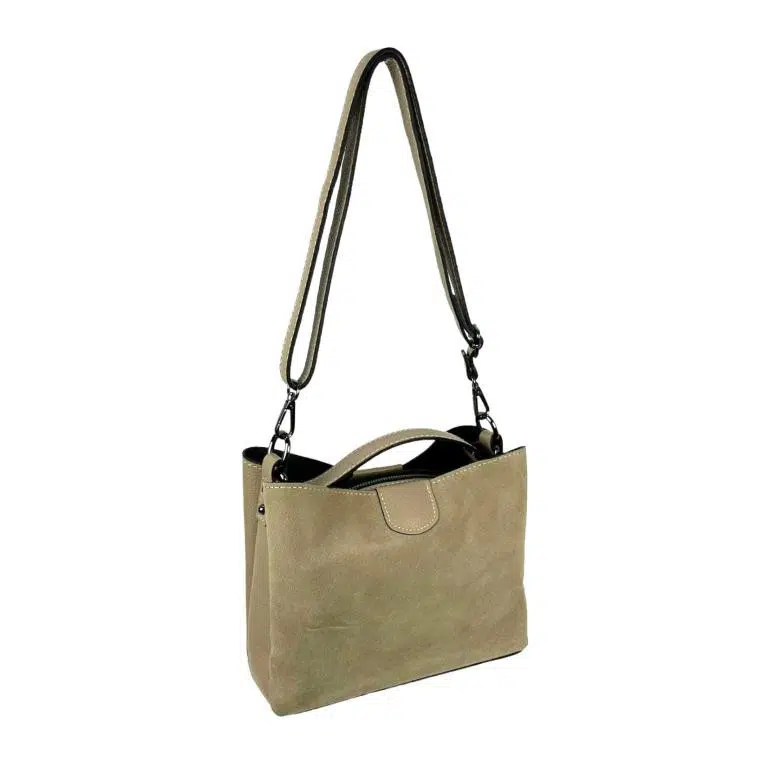 Bolso de Mano para Mujer con Piel de Grano y Parte Frontal en Serraje - Imagen 9