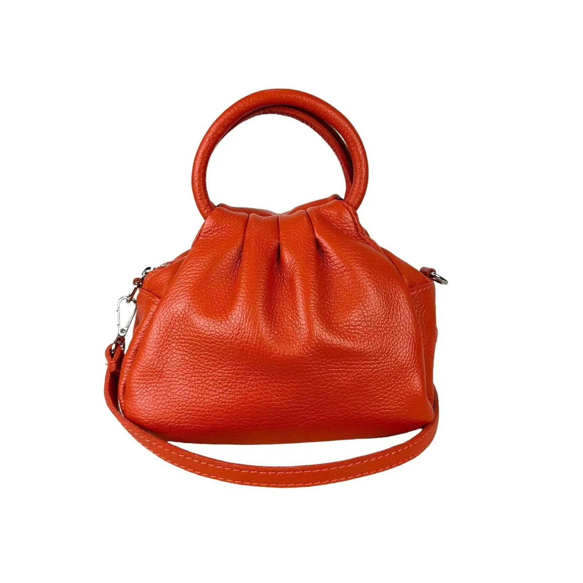 Bolso de Piel Italiana Compacto para Mujer con Botón y Bolsillo Trasero - Imagen 2