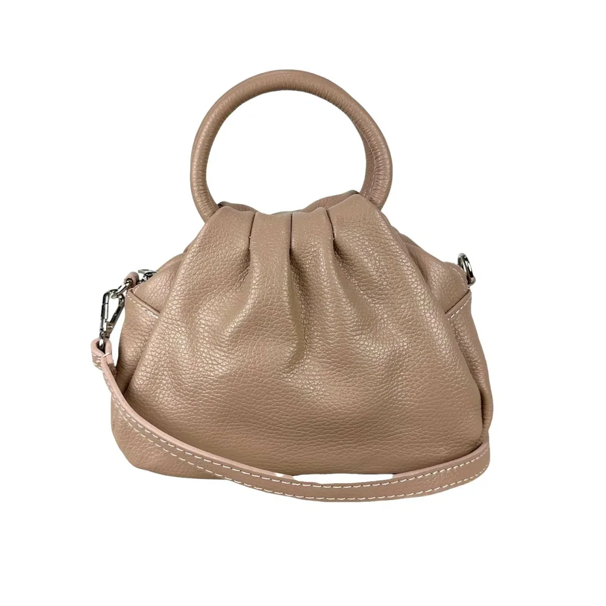 Bolso de Piel Italiana Compacto para Mujer con Botón y Bolsillo Trasero - Imagen 4