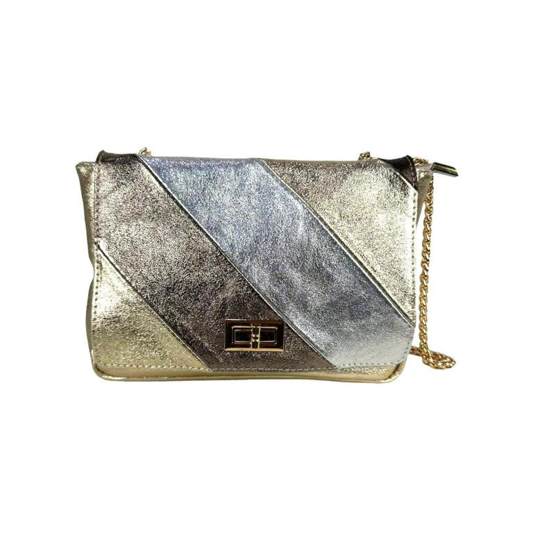 Bolso Bandolera Multicolor de Piel Italiana con Efecto Brillante para Mujer - Imagen 3