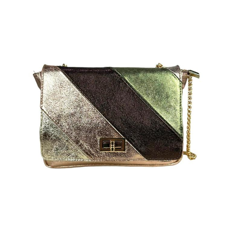 Bolso Bandolera Multicolor de Piel Italiana con Efecto Brillante para Mujer - Imagen 5