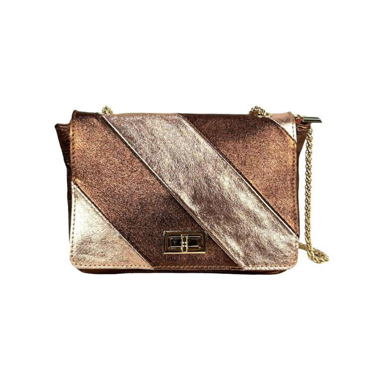 Bolso Bandolera Multicolor de Piel Italiana con Efecto Brillante para Mujer - Imagen 8
