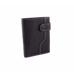Billetero de piel Nilo presilla con pespuntes para hombre