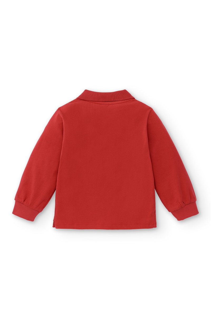 Polo manga larga de niño rojo básico botones - Imagen 4