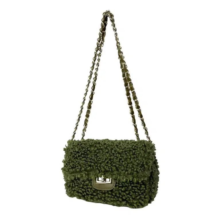 Bolso Bandolera de pelo sintetica para Mujer con Asas de piel - Imagen 5