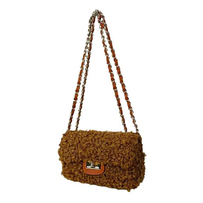 Bolso Bandolera de pelo sintetica para Mujer con Asas de piel - Imagen 8
