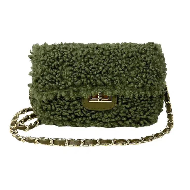 Bolso Bandolera de pelo sintetica para Mujer con Asas de piel - Imagen 4