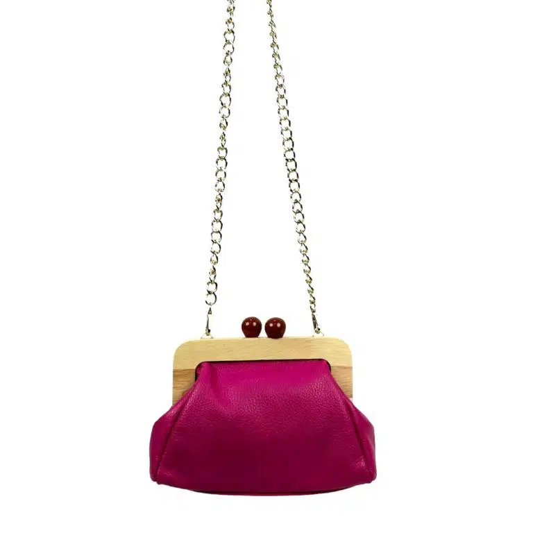 Bolso Piel con Cierre Magnético de Madera y Asa tipo Cadena para Mujer - Imagen 4