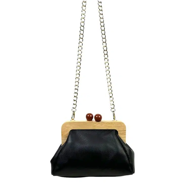 Bolso Piel con Cierre Magnético de Madera y Asa tipo Cadena para Mujer - Imagen 8