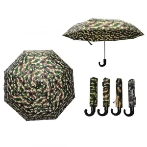 Paraguas Corto y Plegable Unisex con Diseño Militar y Resistente al Vien