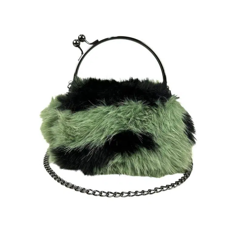 Bolso Sintético con Pelito, Cierre de Click y Asa Larga de Cadena para Mujer - Imagen 4