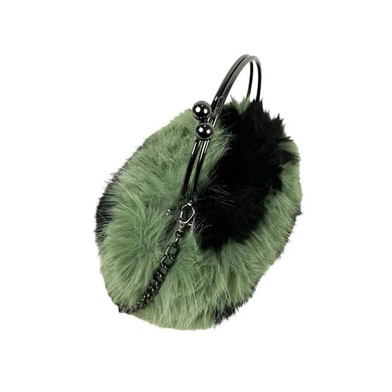 Bolso Sintético con Pelito, Cierre de Click y Asa Larga de Cadena para Mujer - Imagen 6