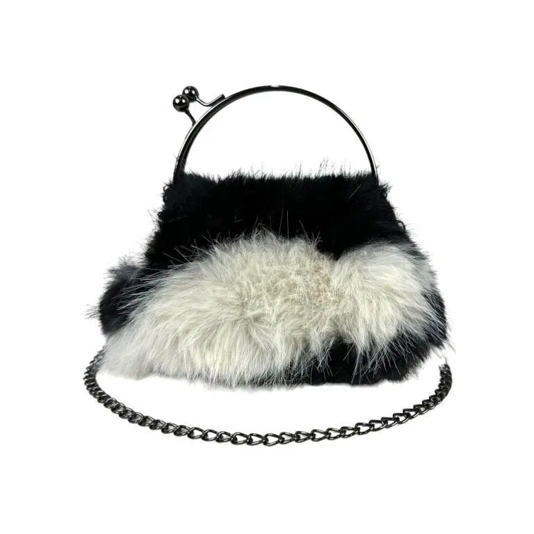 Bolso Sintético con Pelito, Cierre de Click y Asa Larga de Cadena para Mujer - Imagen 3