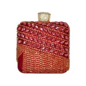 Bolso de Fiesta Sintético para Mujer con Perlitas, Flecos y Efecto Brillante