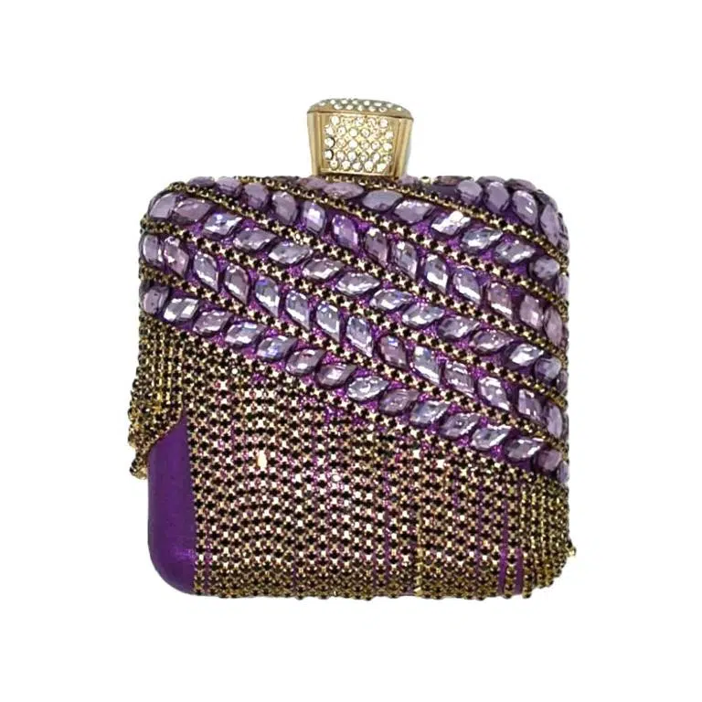 Bolso de Fiesta Sintético para Mujer con Perlitas, Flecos y Efecto Brillante - Imagen 5