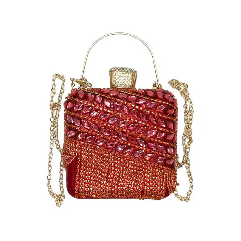 Bolso de Fiesta Sintético para Mujer con Perlitas, Flecos y Efecto Brillante - Imagen 9