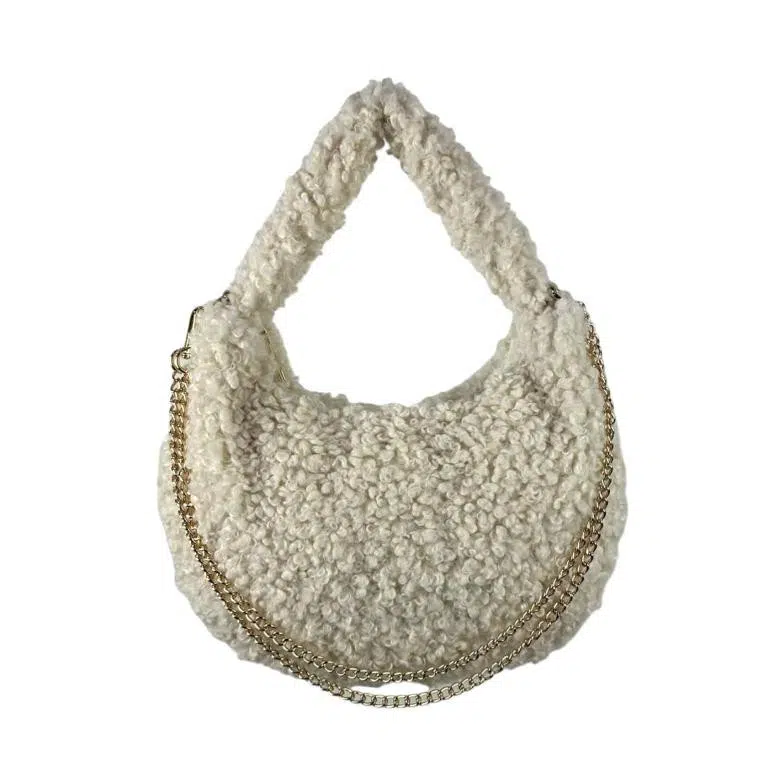 Bolso de Mano tipo Borrego de Viscosa con Cierre de Cremallera para Mujer - Imagen 4
