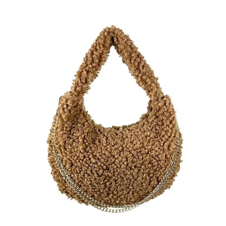 Bolso de Mano tipo Borrego de Viscosa con Cierre de Cremallera para Mujer - Imagen 3