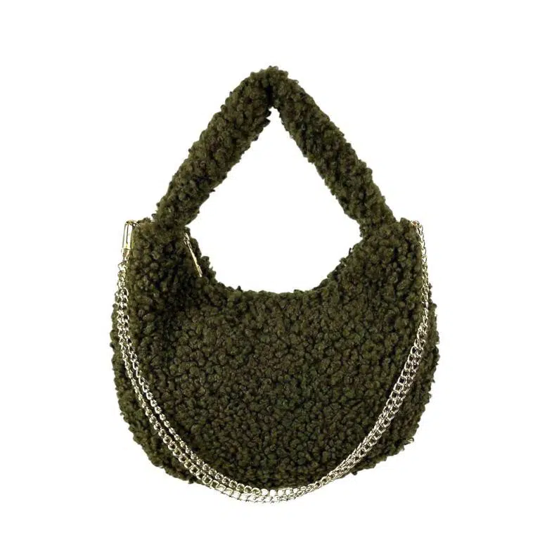 Bolso de Mano tipo Borrego de Viscosa con Cierre de Cremallera para Mujer - Imagen 8