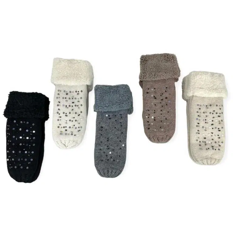 Preciosos Guantes de Lana para Mujer con Pelito y Tachuelas Decorativas