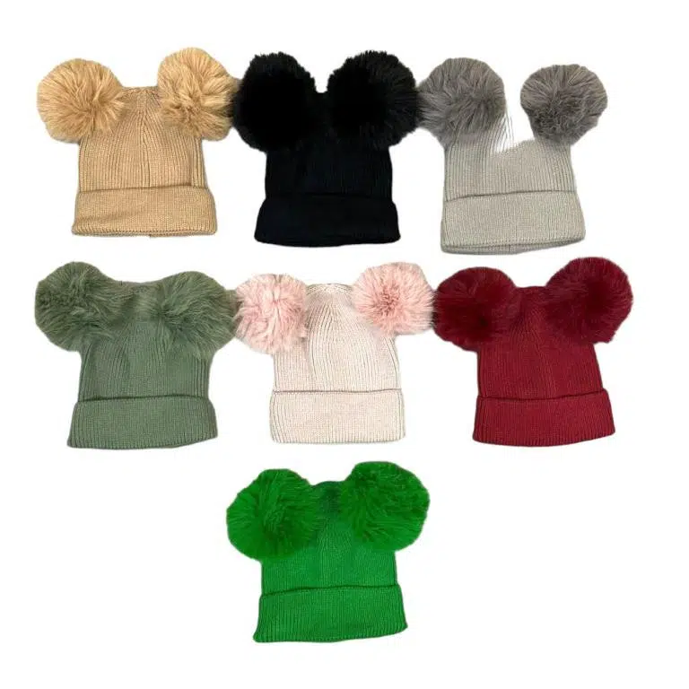 Gorro de Lana y Cashmere para Mujer con 2 Pompones Decorativos Extraíbles - Imagen 8