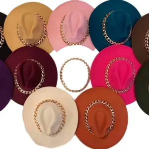 Amplio Sombrero Sintético de Talla Única y Colores Lisos para Mujer