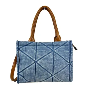 Bolso de Lona para Mujer con Asas Largas, Tira Bandolera y Bolsillo Trasero