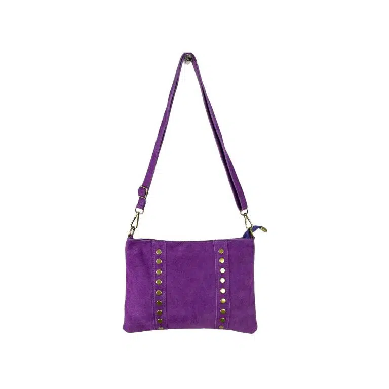 Bolso Bandolera Piel de Serraje para Mujer con Tachuelas Decorativas - Imagen 7