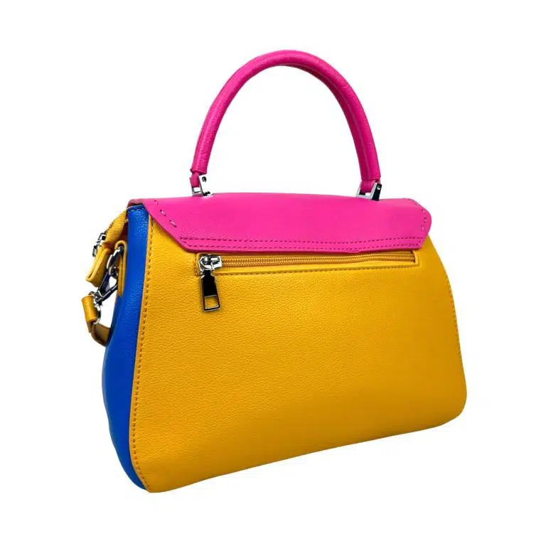 Bolso de Mano Sintético Bicolor de Mujer con Solapa de Giro y Cremallera - Imagen 8