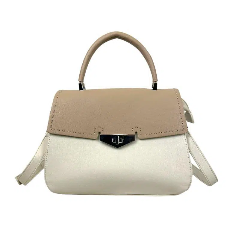 Bolso de Mano Sintético Bicolor de Mujer con Solapa de Giro y Cremallera - Imagen 6