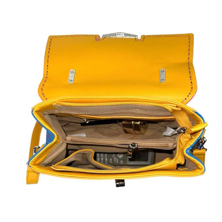 Bolso de Mano Sintético Bicolor de Mujer con Solapa de Giro y Cremallera - Imagen 9