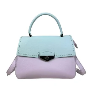Bolso de Mano Sintético Bicolor de Mujer con Solapa de Giro y Cremallera