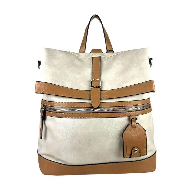 Amplia Mochila-Bandolera de Piel Sintética para Mujer con Bolsillos Exteriores - Imagen 9