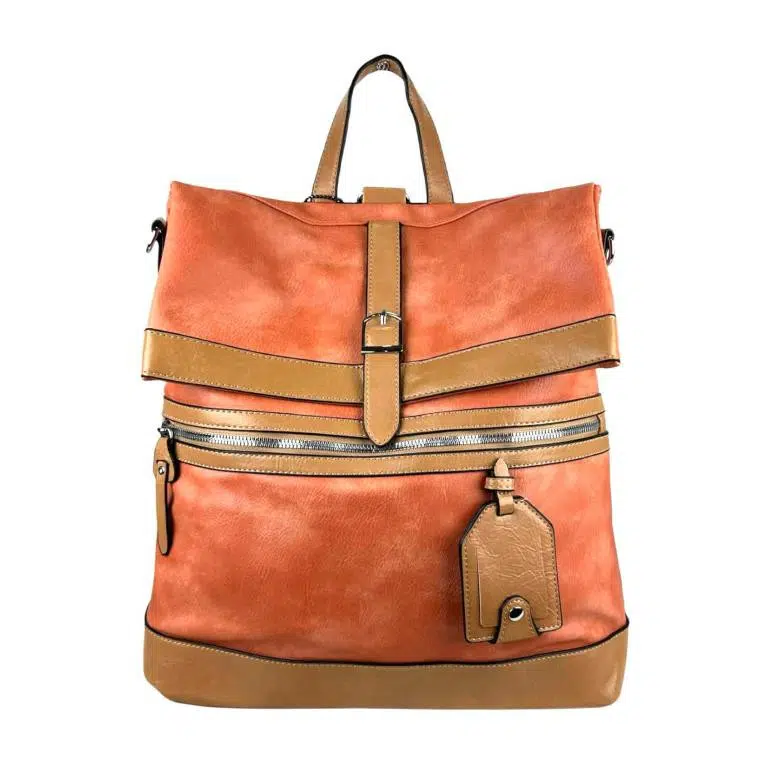 Amplia Mochila-Bandolera de Piel Sintética para Mujer con Bolsillos Exteriores - Imagen 8