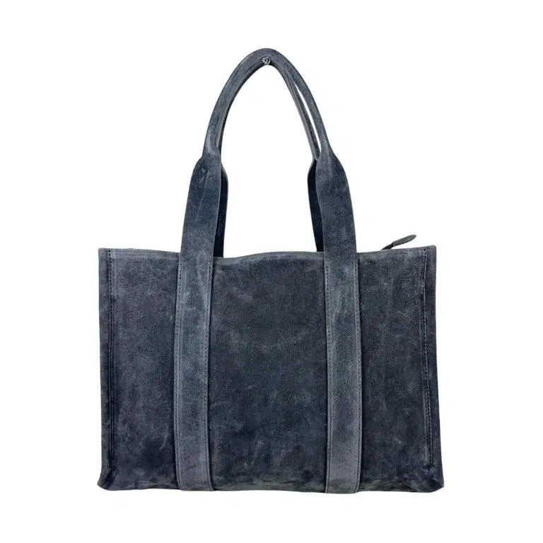 Bolso Shopper Piel de Serraje para Mujer con Bolsitos Interiores y Cremallera - Imagen 4
