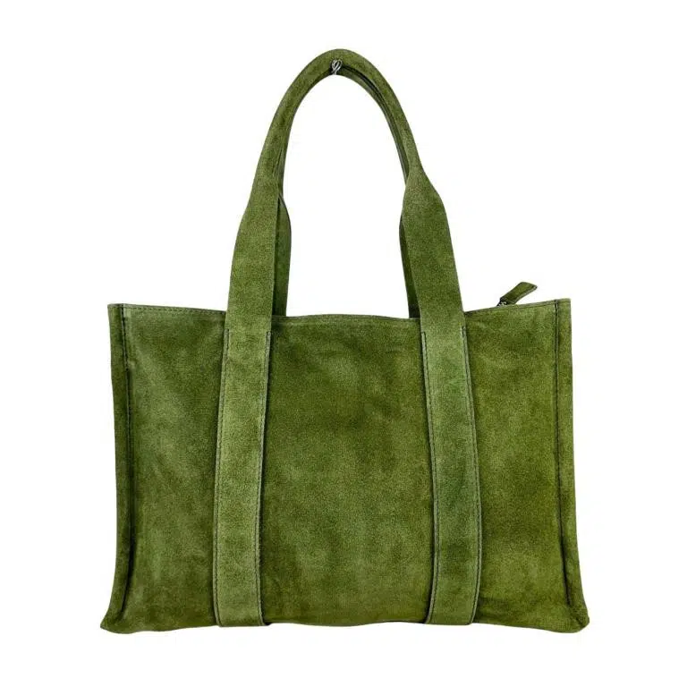 Bolso Shopper Piel de Serraje para Mujer con Bolsitos Interiores y Cremallera - Imagen 5