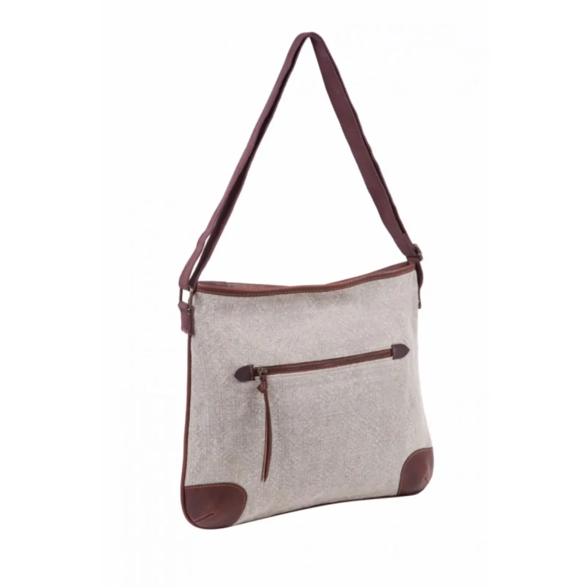 Bolso bandolera de yute natural y piel - Imagen 4