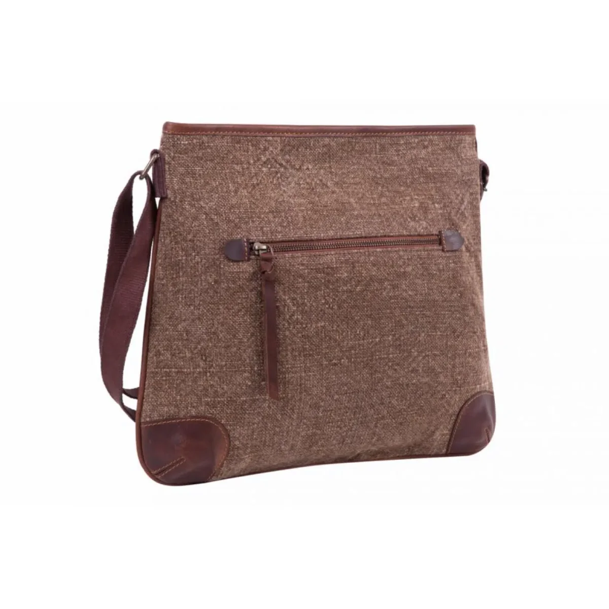 Bolso bandolera de yute natural y piel - Imagen 7