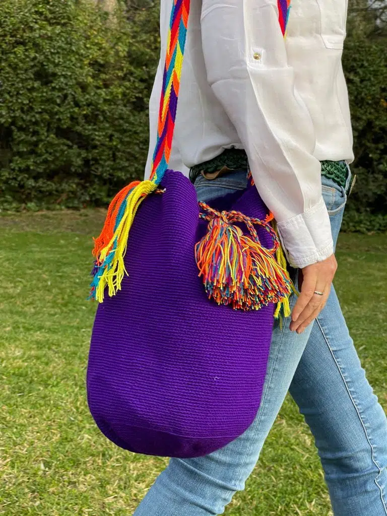 Bolso Mochila Wayuu Colombia Grande Artesanal - Imagen 2