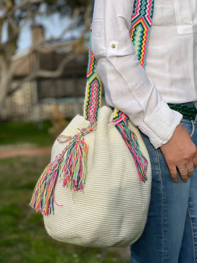 Bolso Mochila Wayuu Colombia Grande Artesanal - Imagen 3