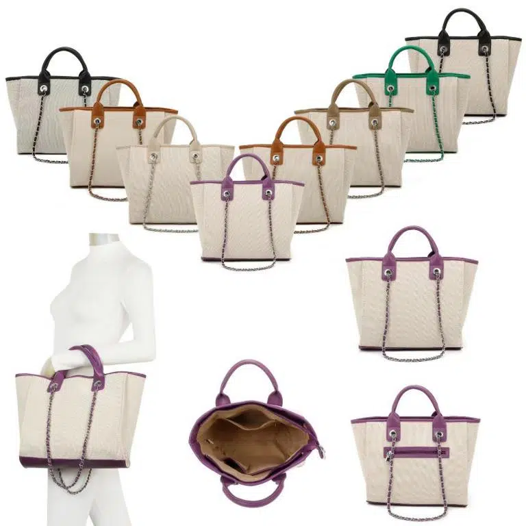 Bolso de Mano Canvas tipo Tote con Gran Capacidad, Asas Cortas y Largas - Imagen 7