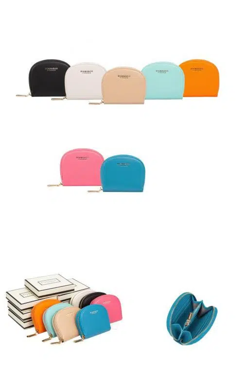 Monedero de Piel Sintética para Mujer con Diseño Semicircular y Gran Calidad