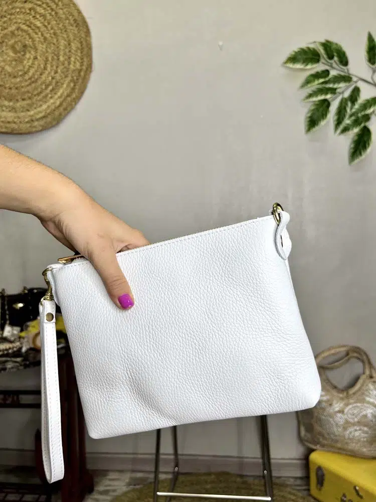 Bolso de Mano en Piel con Tira Bandolera y Cierre de Cremallera para Mujer - Imagen 7