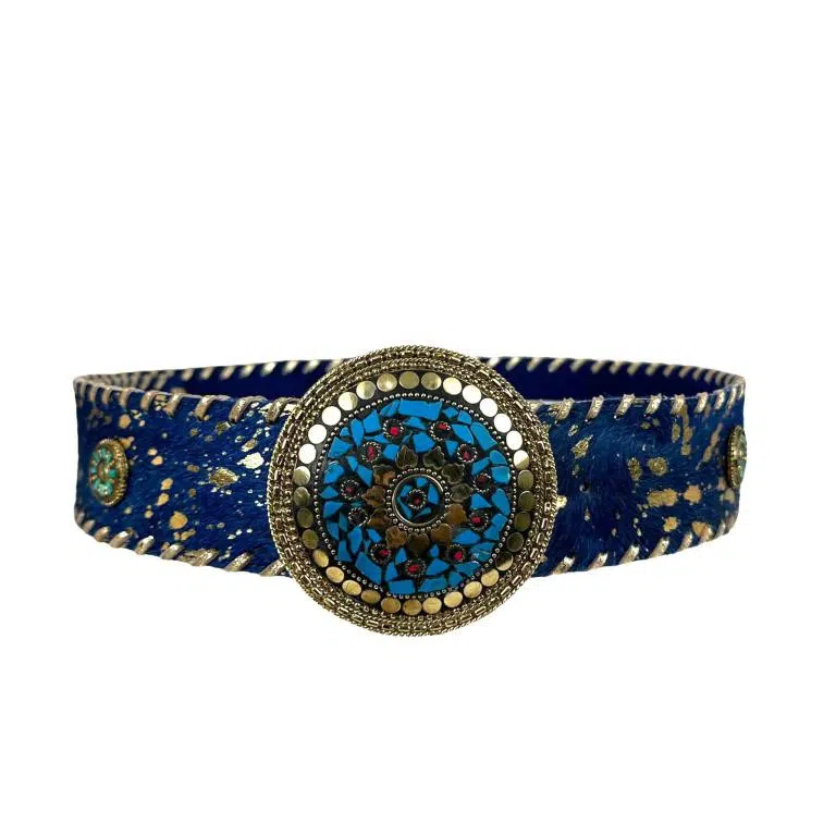 Cinturón Exclusivo de Piel Premium Artesanal con Preciosa Hebilla Circular - Imagen 4