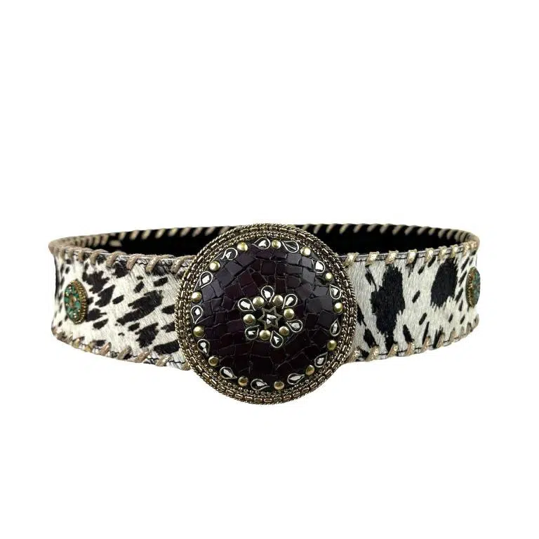 Cinturón Exclusivo de Piel Premium Artesanal con Preciosa Hebilla Circular - Imagen 5