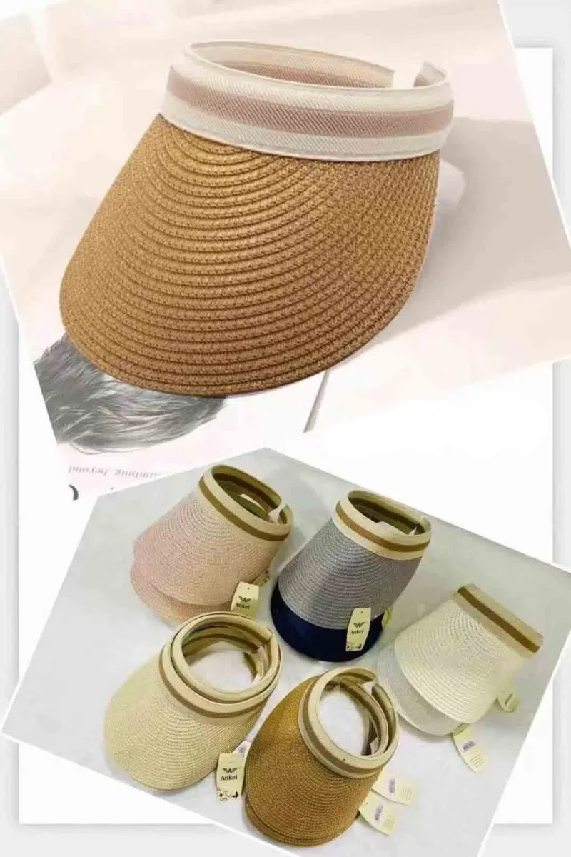 Visera Veraniega de Paja para Mujer con Cinta Decorativa y Talla Única