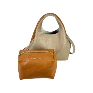 Bolso de Mano en Piel Italiana con Bolsito Interno y Tira Bandolera para Mujer